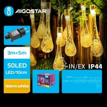 Aigostar - Dekorative LED-Outdoor-Lichterkette 50xLED/8 Funktionen 8m IP44 warmweiβ