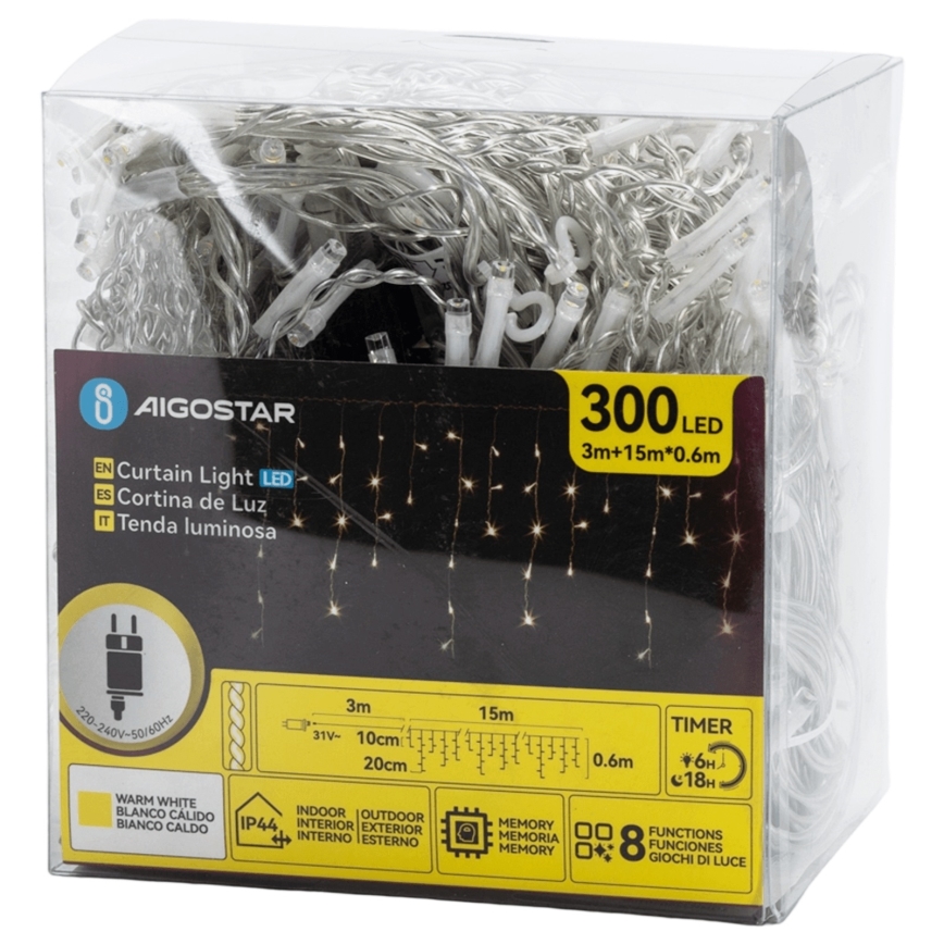 Aigostar - Dekorative LED-Outdoor-Lichterkette 75xLED/6W/230V 15x0,6m IP44 warmweiβ