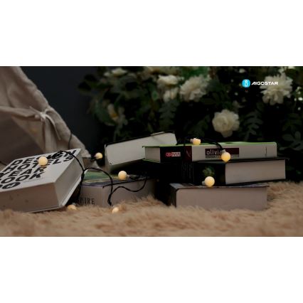 Aigostar - Dekorative LED-Solar-Lichterkette 50xLED/8 Funktionen 12m IP65 800 mAh warmweiβ