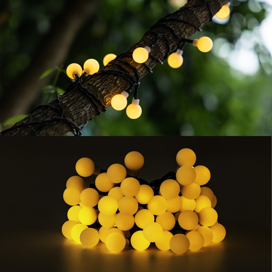 Aigostar - Dekorative LED-Solar-Lichterkette 50xLED/8 Funktionen 12m IP65 800 mAh warmweiβ