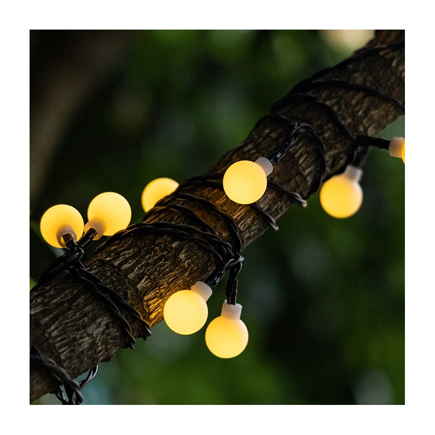 Aigostar - Dekorative LED-Solar-Lichterkette 50xLED/8 Funktionen 12m IP65 800 mAh warmweiβ