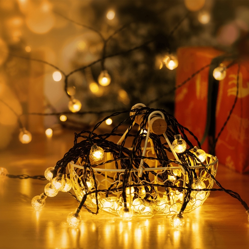 Aigostar - Dekorative LED-Solar-Lichterkette 50xLED/8 Funktionen 12m 800 mAh IP65 warmweiβ