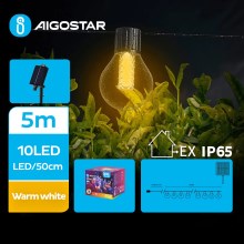 Aigostar - Dekorative LED-Solarkette 10xLED/8 Funktionen 5,5m IP65 warmweiβ