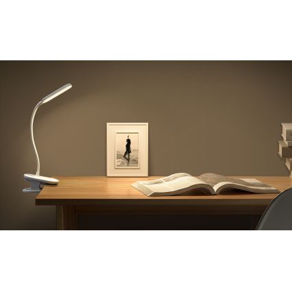 Aigostar - Dimm- und aufladbare LED-Tischleuchte mit Klemme LED/2,5W/5V 1200mAh weiß