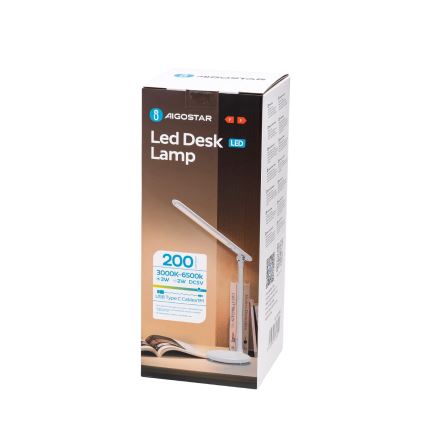 Aigostar - Dimm- und aufladbare LED-Tischleuchte mit Touch-Funktion LED/3W/5V 1200mAh 3000/4000/6500K