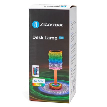 Aigostar - Dimmbare aufladbare LED-RGB-Tischleuchte LED/1W/5V 1800mAh 26 cm + Fernbedienung