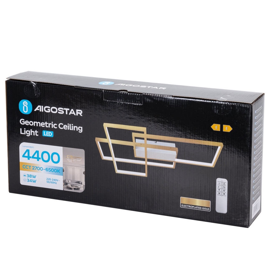 Aigostar - Dimmbare LED-Deckenleuchte LED/38W/230V 2700-6500K + Fernbedienung