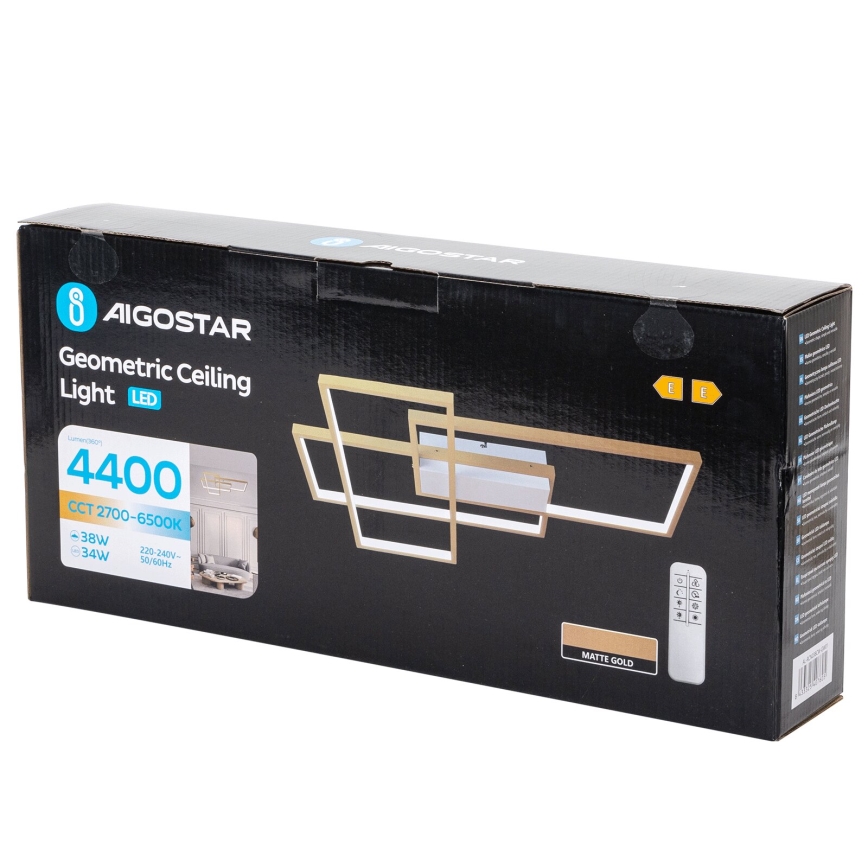 Aigostar - Dimmbare LED-Deckenleuchte LED/38W/230V 2700-6500K + Fernbedienung