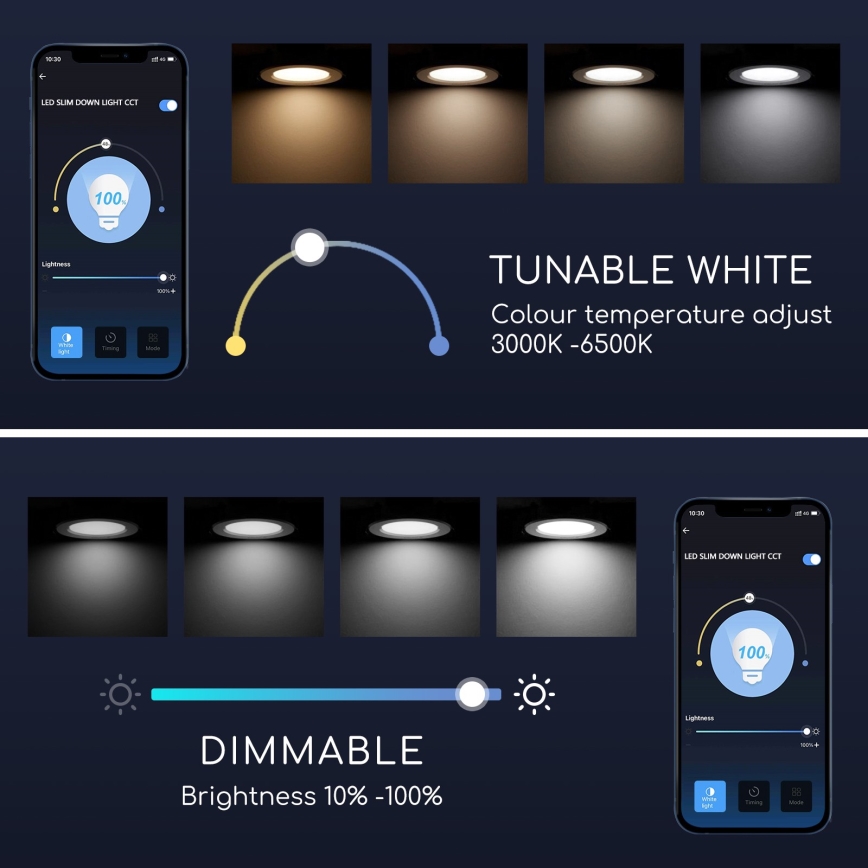 Aigostar - Dimmbare LED-Einbauleuchte 18W/230V d. 22 cm Wi-Fi