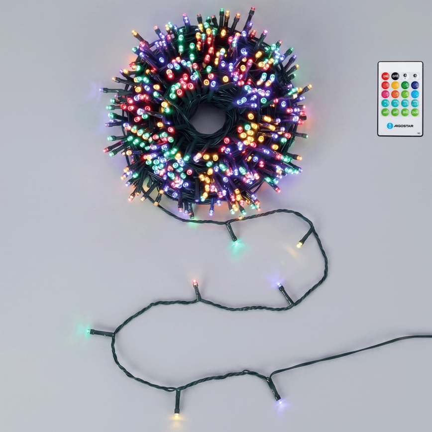 Aigostar - Dimmbar LED-Außen-Weihnachts-Lichterkette mit Bewegungsmelder 100xLED/3xAA 12m mehrfarbig + Fernbedienung