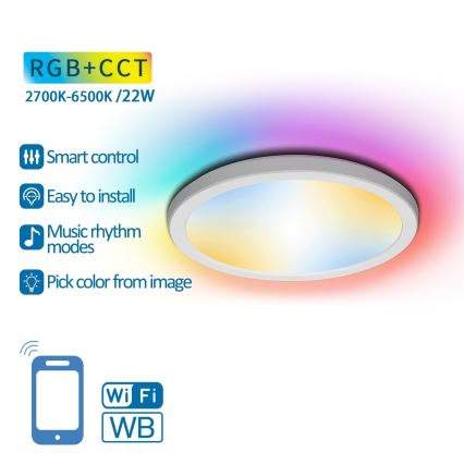 Aigostar - Dimmbare LED-RGBW-Deckenleuchte LED/22W/230V 2700-6500K Wi-Fi