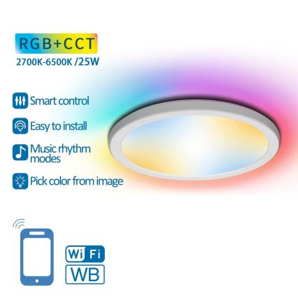 Aigostar - Dimmbare LED-RGBW-Deckenleuchte LED/25W/230V 2700-6500K Wi-Fi