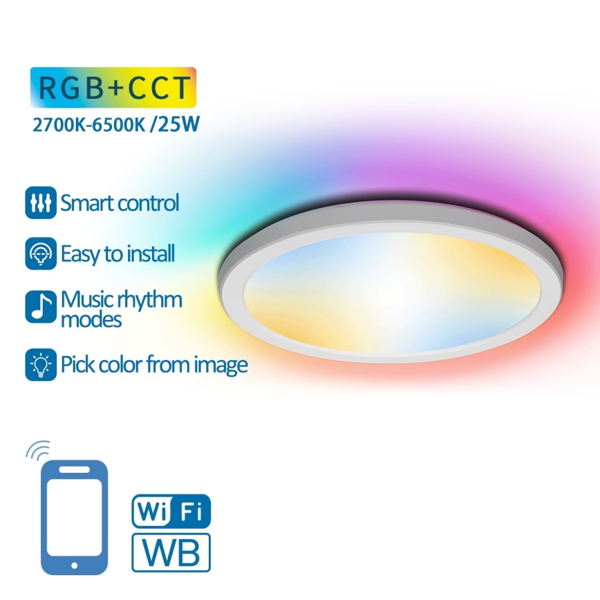 Aigostar - Dimmbare LED-RGBW-Deckenleuchte LED/25W/230V 2700-6500K Wi-Fi