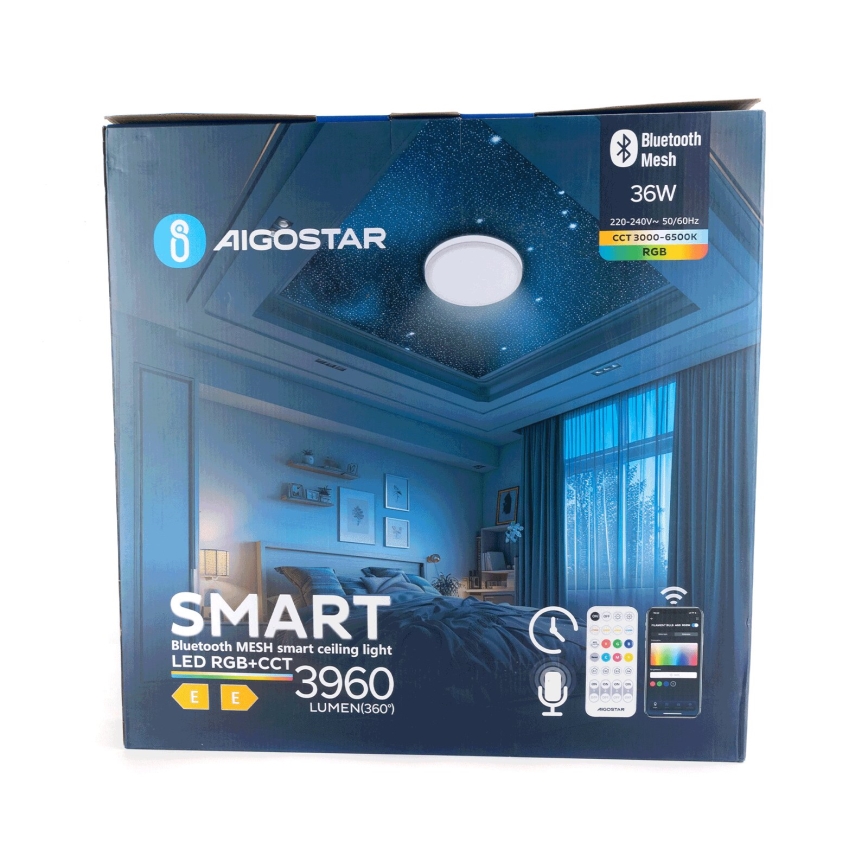 Aigostar - Dimmbare LED-RGBW-Deckenleuchte MESH LED/36W/230V 3000-6500K + Fernbedienung