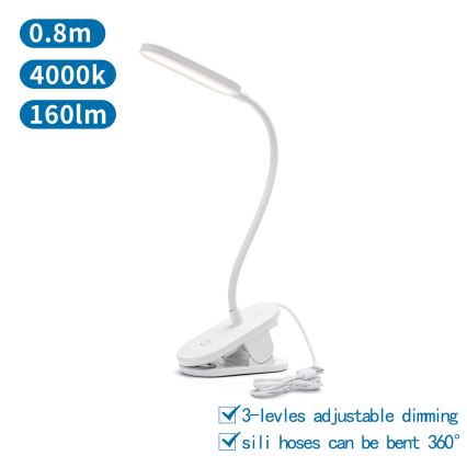 Aigostar - Dimmbare LED-Tischleuchte mit Klemme LED/2,5W/5V weiß