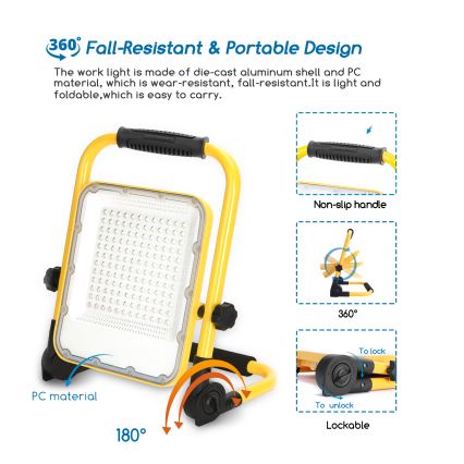 Aigostar - Dimmbarer, aufladbarer LED-Strahler LED/100W/5V 6500K IP65 15000 mAh