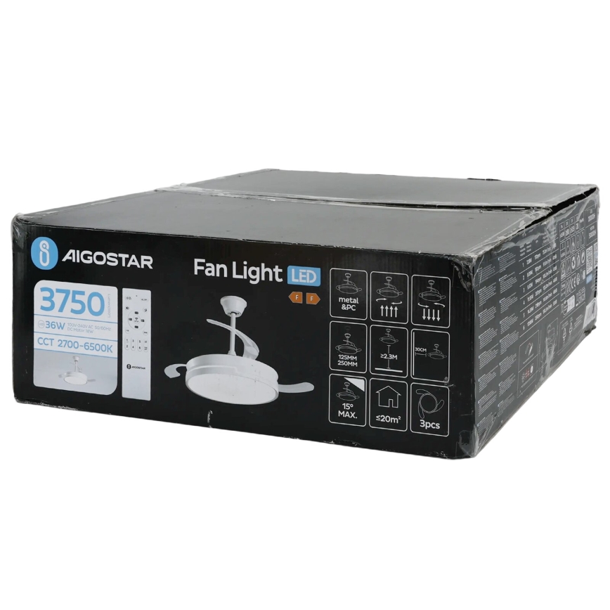 Aigostar - Dimmbarer LED-Deckenventilator LED/36W/230V 2700-6500K d 107 cm + Fernbedienung weiß