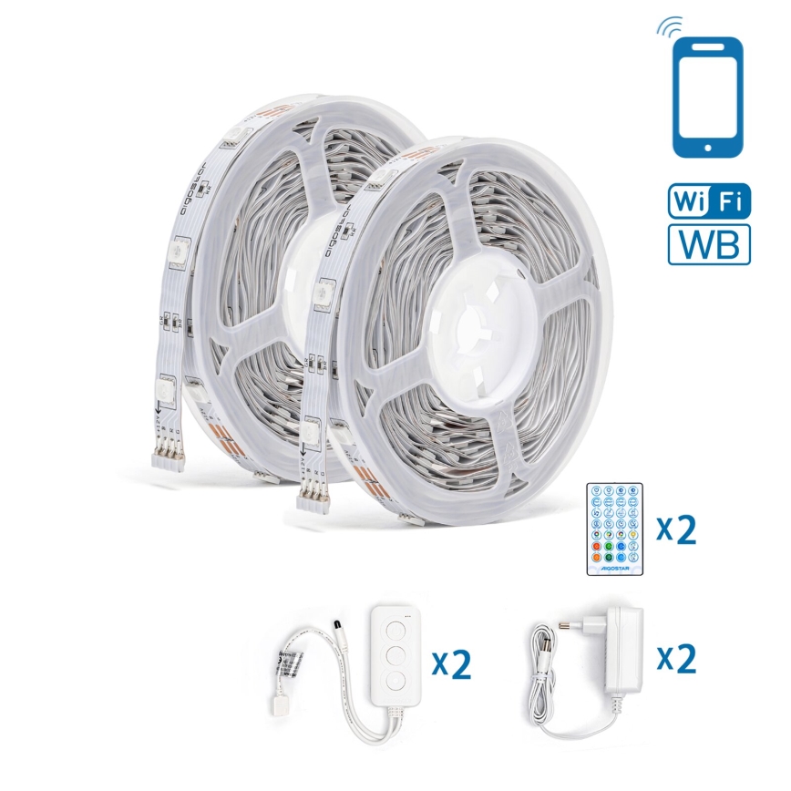 Aigostar - Dimmbarer LED-RGBW-Streifen LED/18W/12V 2x5 m Wi-Fi