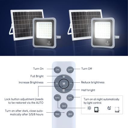 Aigostar - Dimmbarer LED-Solarstrahler LED/100W/3,2V IP65 10000 mAh + FB