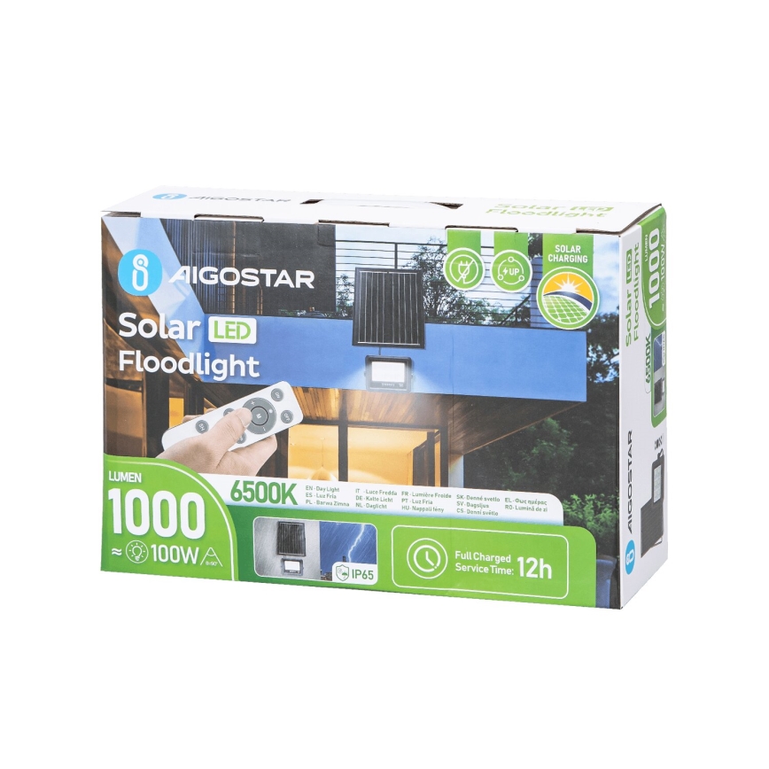 Aigostar - Dimmbarer LED-Solarstrahler LED/100W/3,4V IP65 + Fernbedienung