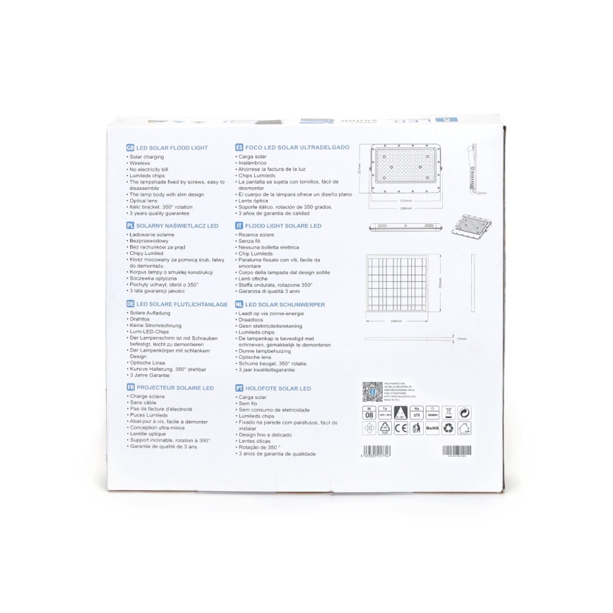 Aigostar - Dimmbarer LED-Solarstrahler LED/200W/3,4V IP65 + Fernbedienung