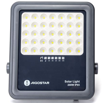 Aigostar - Dimmbarer LED-Solarstrahler LED/200W/3,4V IP65 + Fernbedienung