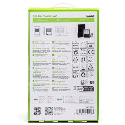 Aigostar - Dimmbarer LED-Solarstrahler LED/200W/3,4V IP65 + Fernbedienung