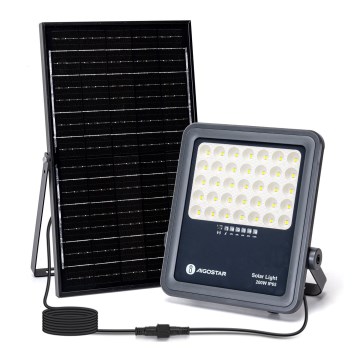 Aigostar - Dimmbarer LED-Solarstrahler LED/200W/3,4V IP65 + Fernbedienung