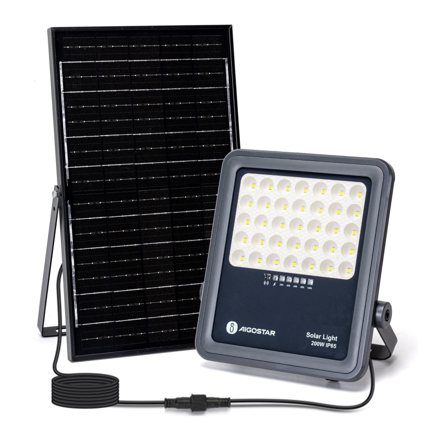 Aigostar - Dimmbarer LED-Solarstrahler LED/200W/3,4V IP65 + Fernbedienung