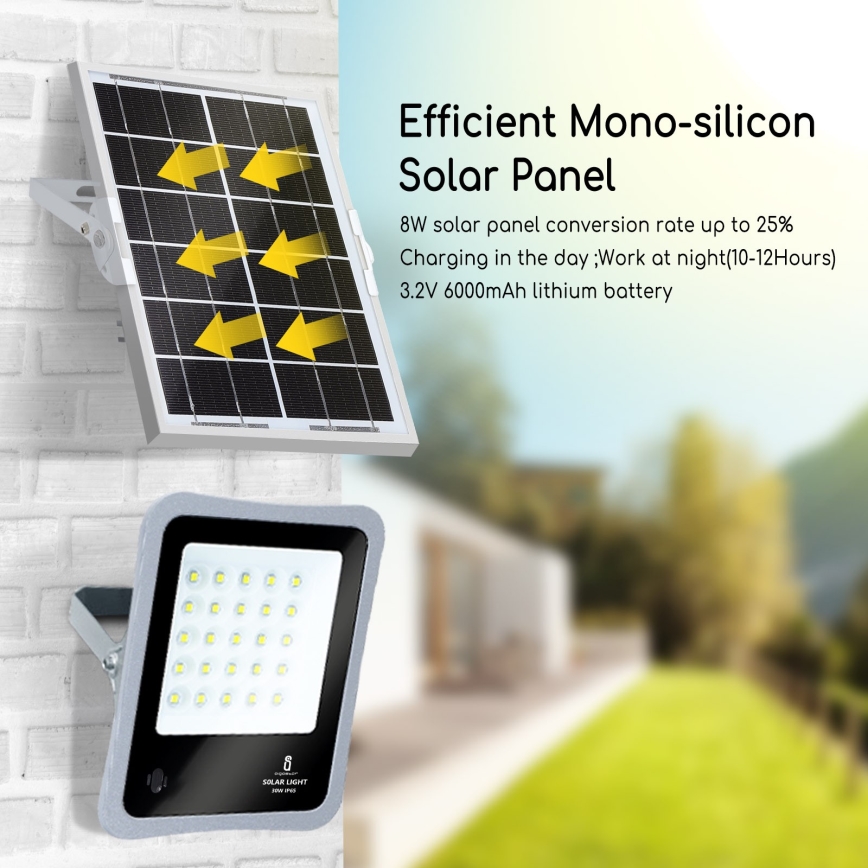 Aigostar - Dimmbarer LED-Solarstrahler LED/50W/3,2V IP65 6000 mAh + FB