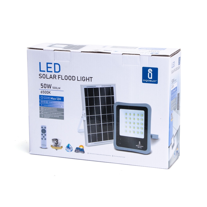Aigostar - Dimmbarer LED-Solarstrahler LED/50W/3,2V IP65 6000 mAh + FB
