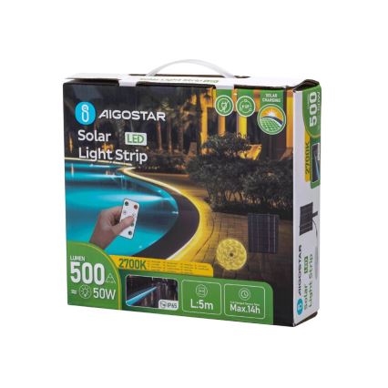 Aigostar - Dimmbarer LED-Solarstreifen LED/5W/3,2V 5 m 2700K IP65 + Fernbedienung
