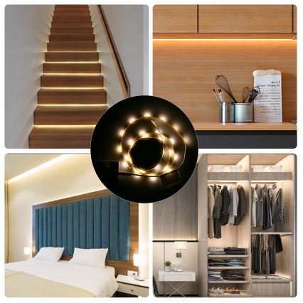 Aigostar - Dimmbarer LED-Streifen mit Sensor 1m LED/2W/4xAAA 3000K IP65