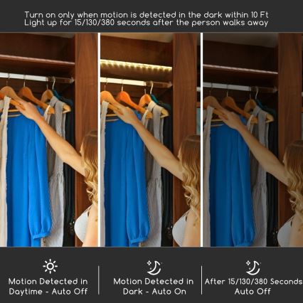 Aigostar - Dimmbarer LED-Streifen mit Sensor 1m LED/2W/4xAAA 3000K IP65