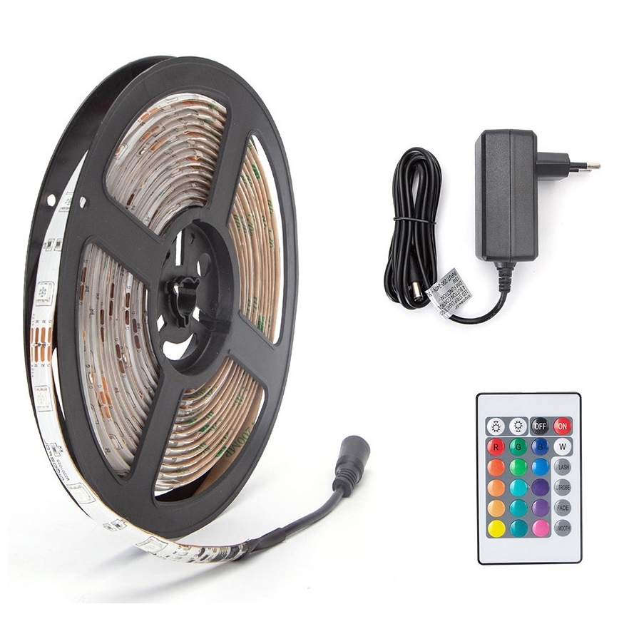 Aigostar - dimmbarer RGB-LED-Streifen 5m LED/24W/12/230V IP65 + Fernbedienung