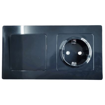 Aigostar - Doppelschalter Nr. 5 und SCHUKO-Steckdose 230 V mit Rahmen, schwarz