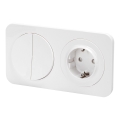 Aigostar - Doppelschalter Nr. 5 und SCHUKO-Steckdose 230 V mit Rahmen, weiß
