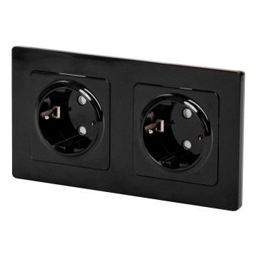 Aigostar - Doppelsteckdose für den Haushalt mit Rahmen SCHUKO 230V/16A schwarz