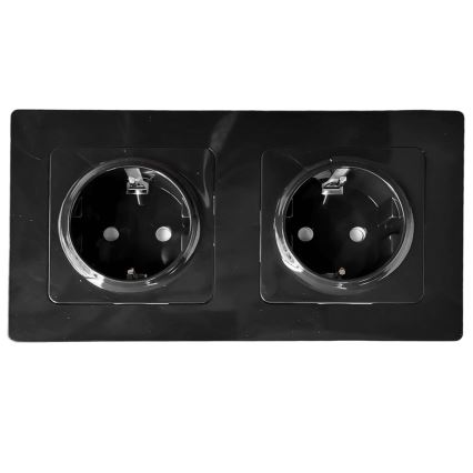 Aigostar - Doppelsteckdose für den Haushalt mit Rahmen SCHUKO 230V/16A schwarz