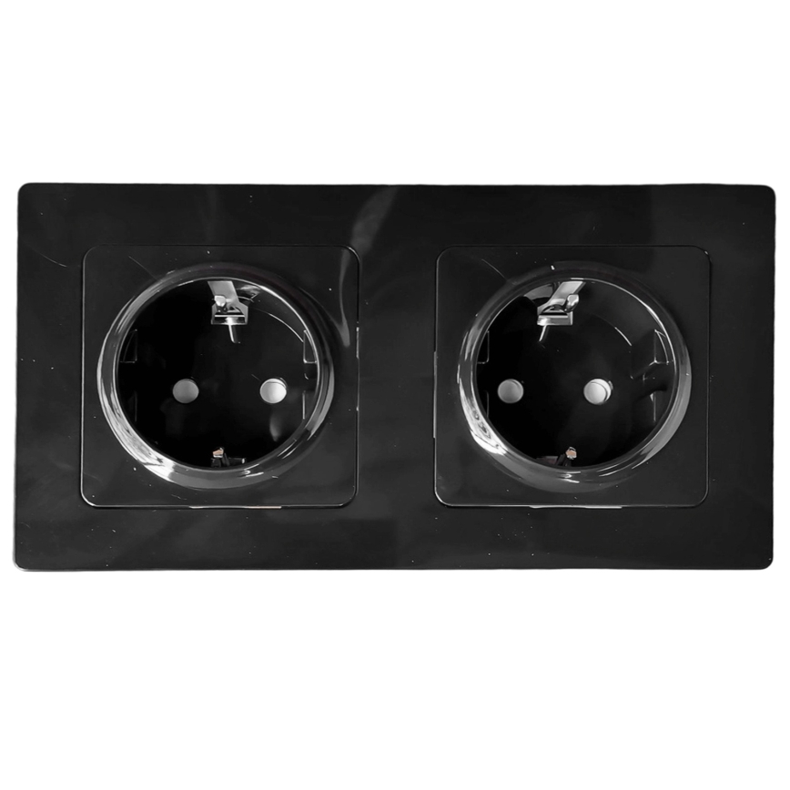 Aigostar - Doppelsteckdose für den Haushalt mit Rahmen SCHUKO 230V/16A schwarz