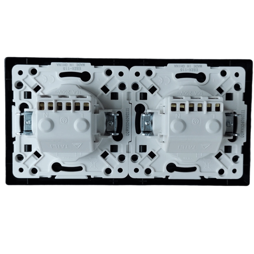 Aigostar - Doppelsteckdose für den Haushalt mit Rahmen SCHUKO 230V/16A schwarz