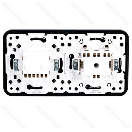 Aigostar - Doppelter Schalter Nr. 5 und SCHUKO-Steckdose 230 V mit schwarzem Rahmen