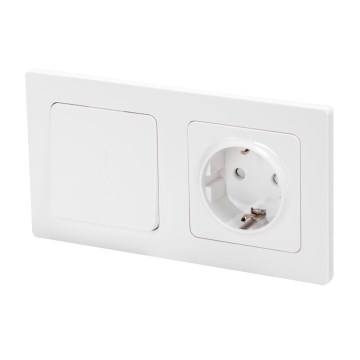 Aigostar - Einfacher Schalter Nr. 1 und SCHUKO-Steckdose 250 V mit Rahmen, weiß