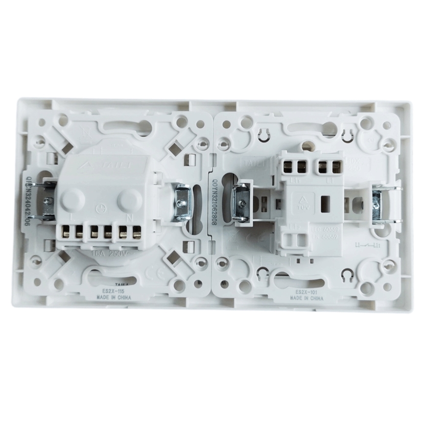Aigostar - Einfacher Schalter Nr. 1 und SCHUKO-Steckdose 250 V mit Rahmen, weiß
