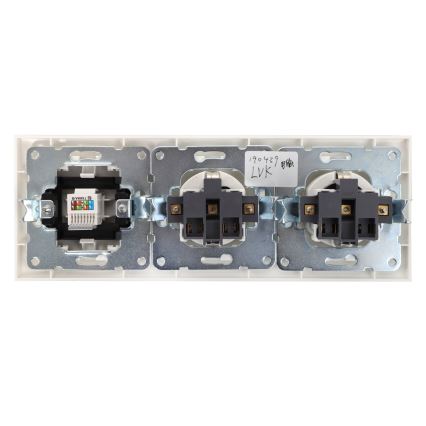Aigostar - Ethernet-Netzwerkdose und 2-fach SCHUKO-Steckdose mit Rahmen, weiß