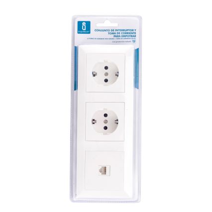 Aigostar - Ethernet-Netzwerkdose und 2-fach SCHUKO-Steckdose mit Rahmen, weiß