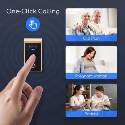 Aigostar - Kabellose Türklingel 3xAA/12V IP44 Schwarz/Kupfer