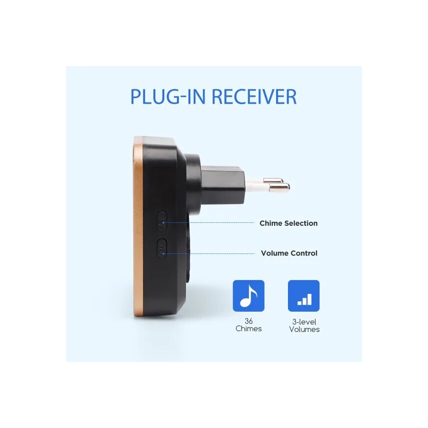 Aigostar - Funksteckdose Türklingel 230V schwarz