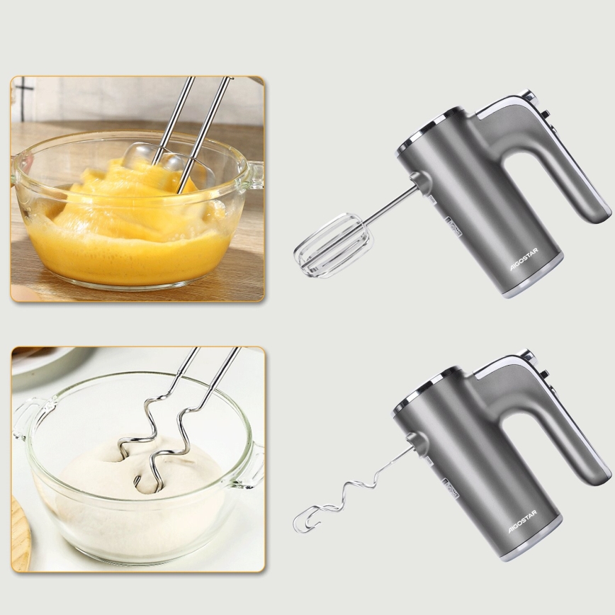 Aigostar - Handmixer 400W/230V grau/matt Chrom