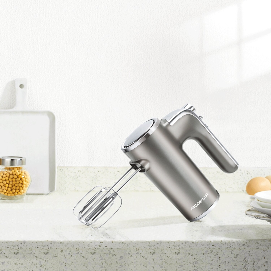 Aigostar - Handmixer 400W/230V grau/matt Chrom
